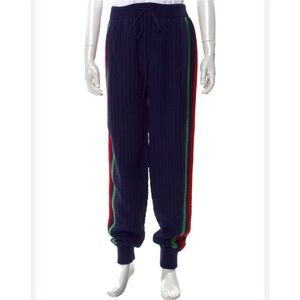 Gucci web stripe 100% wool track pants size large meeting in
Italy